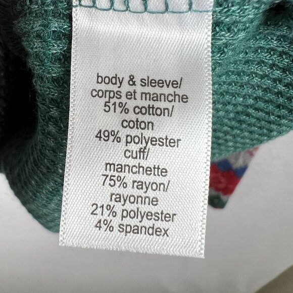 Maurices Womens Green Long Sleeve Knit Mock Neck Tee Size XXL Fair Isle Cuff - Picture 7 of 11